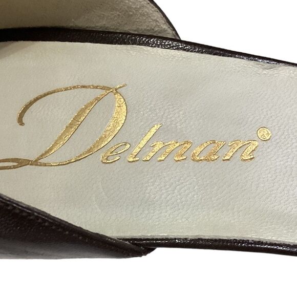 Vintage Delman Slip On D’orsay Snakeskin Print Embossed Leather Pointed Toe Pump - Picture 10 of 10